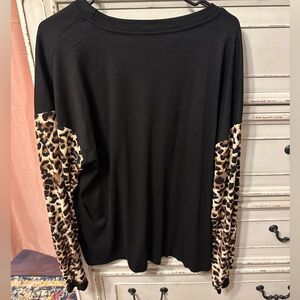 Black and Cheetah Print Long Sleeve